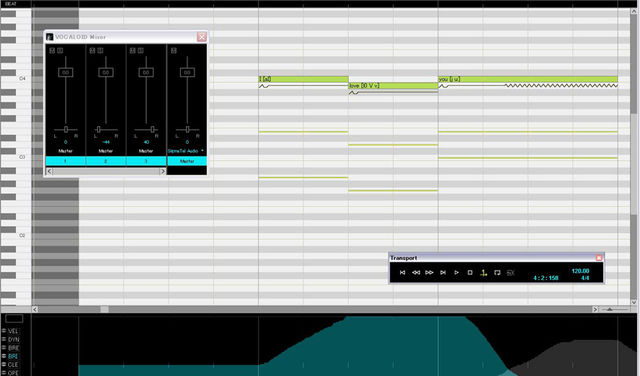 blank Editing in Vocaloid 2 takes place on a Piano Roll style interface.
